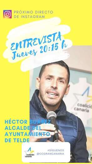 Cartel de CC anunciando la entrevista a Héctor Suárez (Foto TA)